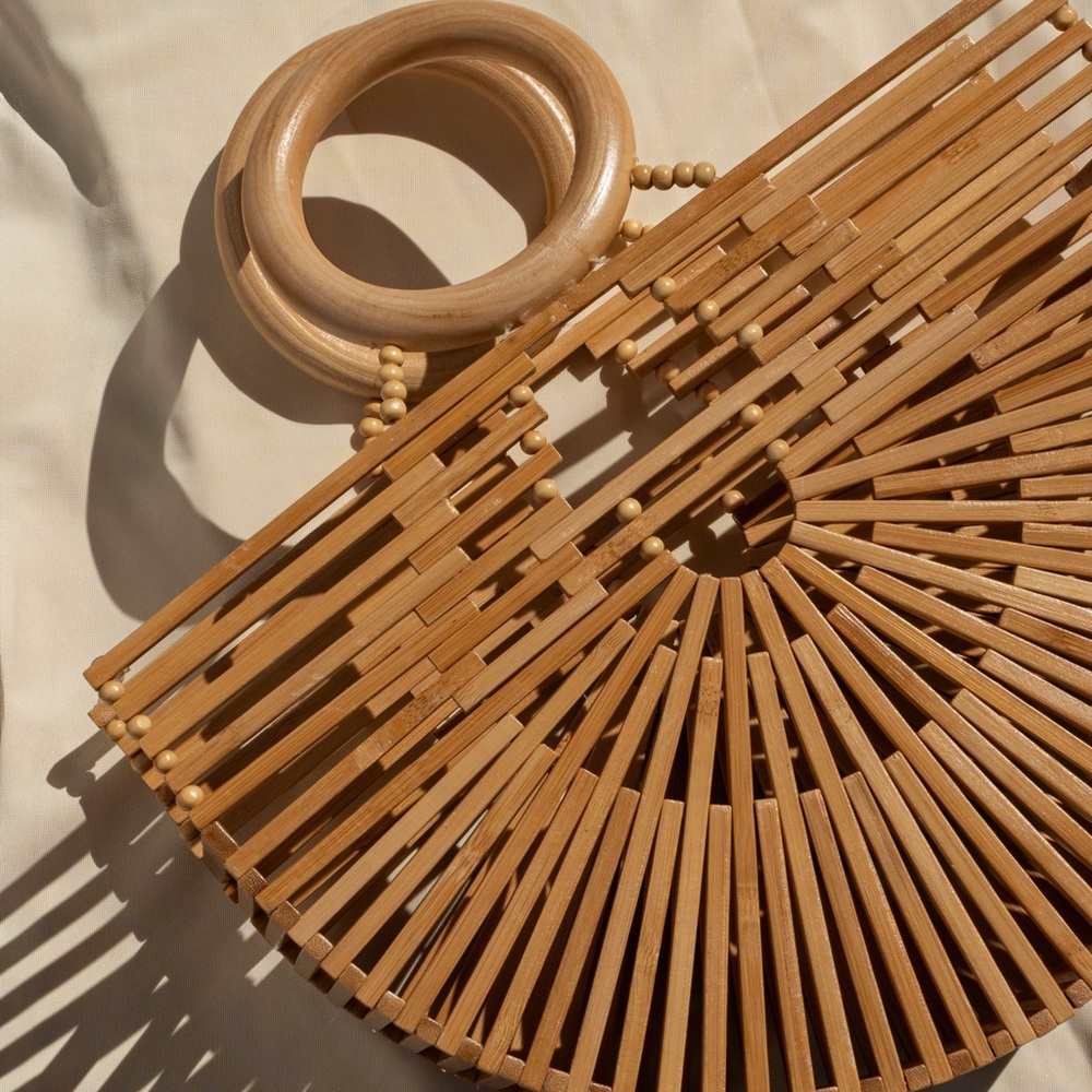 JLUXLABEL Natural Bamboo Wooden Handbag